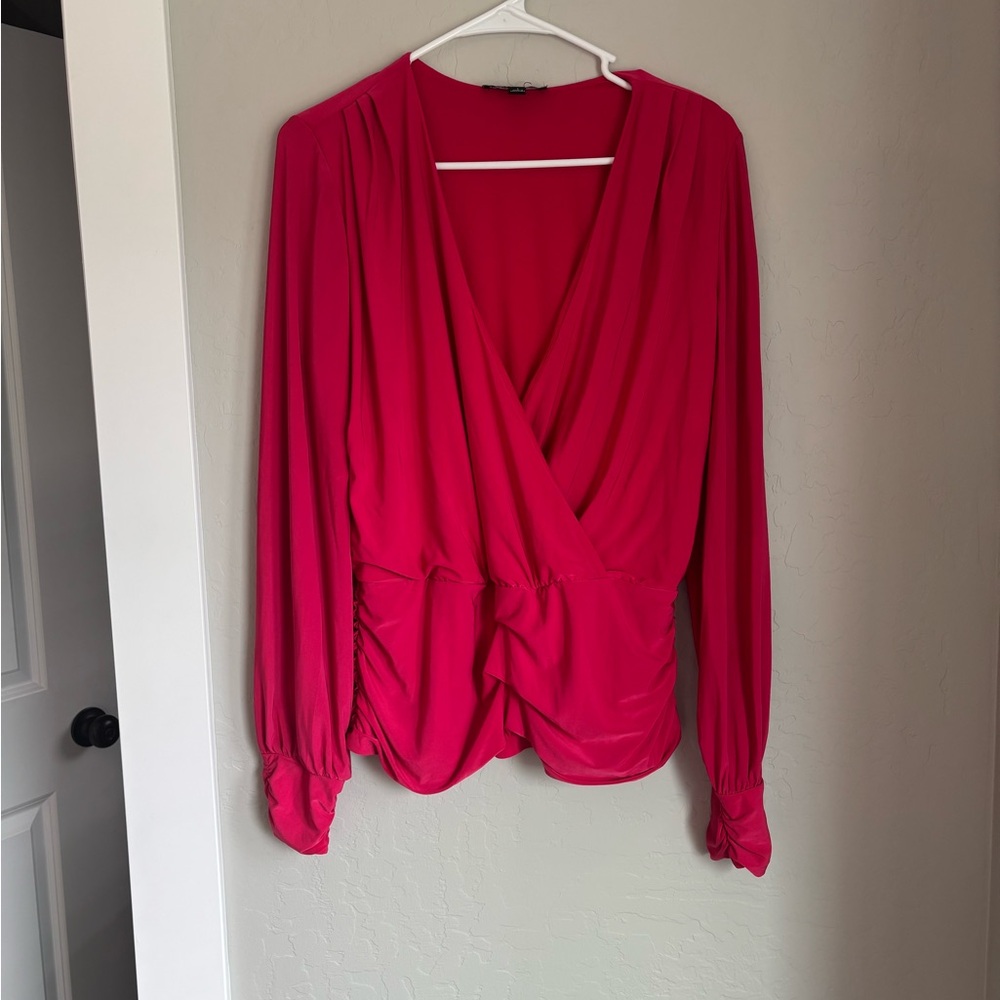 INC International Concepts Fuchsia Wrap Blouse